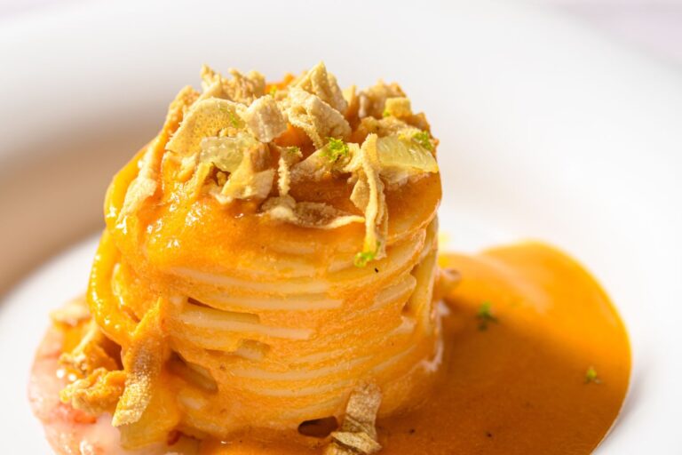 spaghetti trippa e gamberi cannavacciuolo